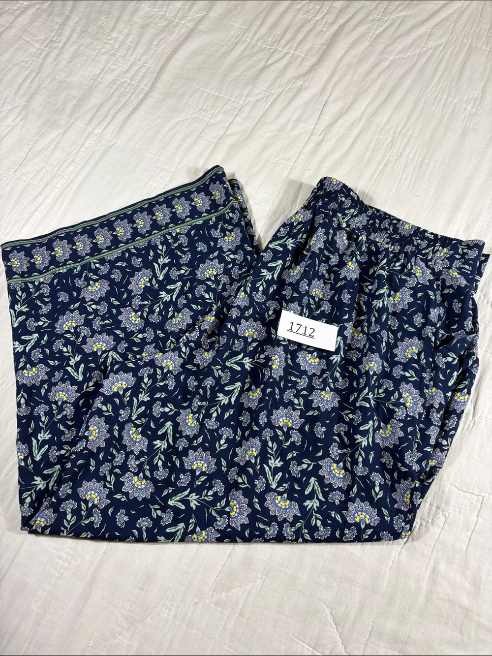 NWT Max Studio Plus Size 2X Navy Blue Floral Wide Leg Resortwear Palazzo Pants - Picture 10 of 12
